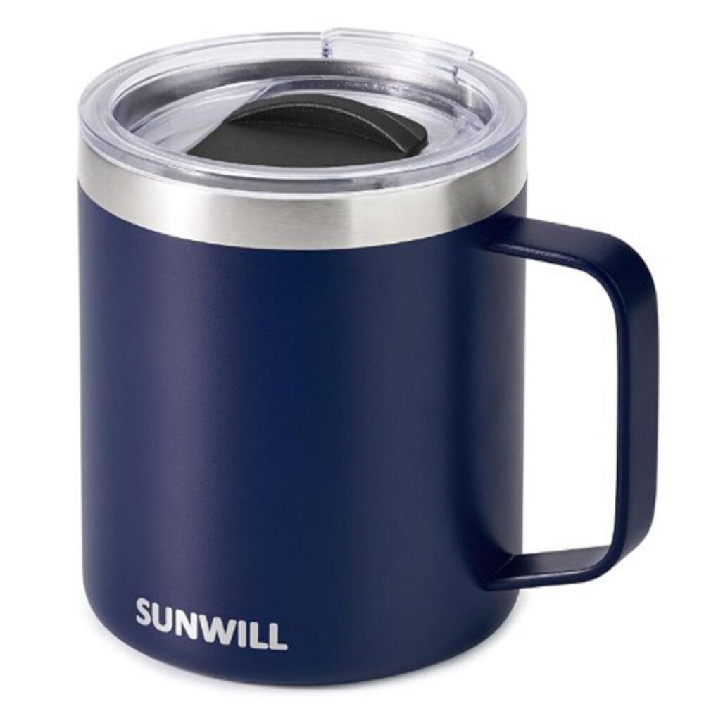 SUNWILL 14oz Insulated Coffee Mug with Lid – Stainless Steel Travel Tumbler